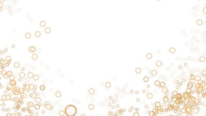 Abstract Background of Shimmering Golden Bubbles on Pure White with copy space.