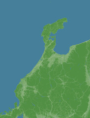 日本の北陸地方の衛星写真風イラスト © goleiro35