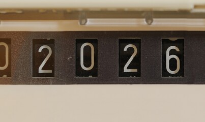 New year 2026 on a mechanical counter