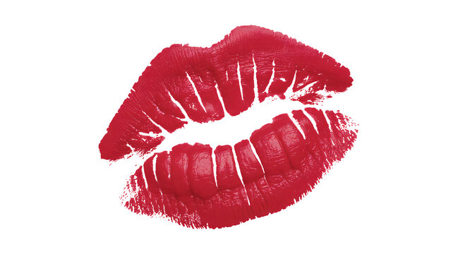 Vivid glossy red lipstick kiss mark impression on a stark for beauty concepts - Powered by Adobe