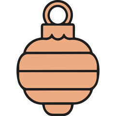 Obraz premium Orange Christmas Ornament With Horizontal Stripes And A Loop For Hanging Detailed Flat Vector Illustration Isolated On Black Background.