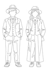 line drawing of gentleboy and gentlegirl