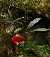 Traditional red Chinese lantern. Chinese New Year. Chinese holidays. Symbol of China.
