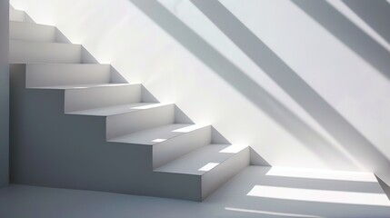 Obraz premium Serene Minimalist White Interior with Diagonal Shadows by Blinds 