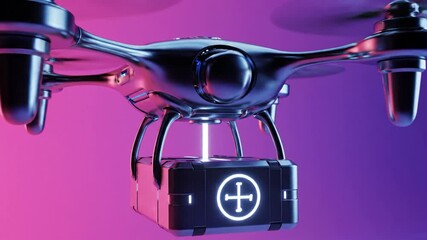 Futuristic Drone Delivering Medical Supplies with a Cross Symbol. - Powered by Adobe