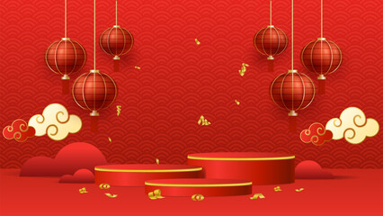chinese new year podium background
