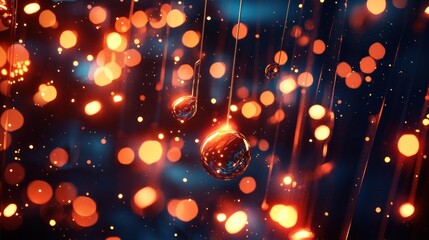 Abstract Bokeh Lights with Geometric Shapes and Reflections.