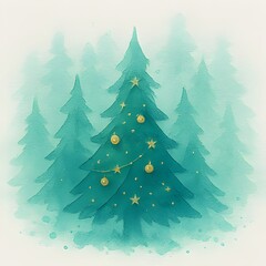 Tannenbaumwald Design - Aquarell Weihnachtstannen - Natur Weihnachtsb&auml;ume - Sch&ouml;ne Christb&auml;ume - Weihnachtsbaum Design