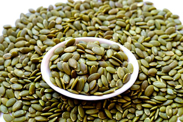 Delicious peeled green pumpkin seeds