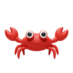Fototapeta premium A cute cartoon red crab with big googly eyes and a friendly smile isolated on transparent background