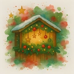 Wintermarkt Stand - Weihnachtsbude- Weihnachtsmarkt Verkaufsstand - Winter Wallpaper - Weihnachtliches Design