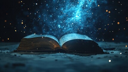 Open Book Under a Starry Sky - A Journey of Imagination.