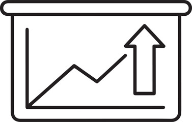 Dynamic line graph icon showing upward trend and business growth projection on a presentation screen