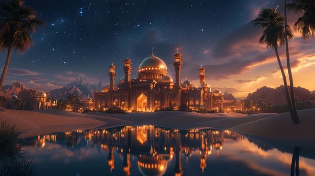 Dreamlike Arabian Desert Landscape at Nightfall