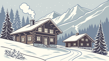 winter landscape with house