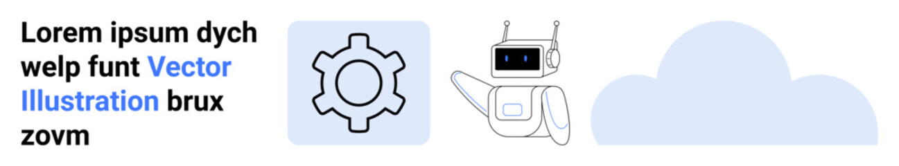 Gear, robot, and cloud signifying innovation, automation, and connectivity. Ideal for AI, cloud computing, technology, innovation automation software simple landing page