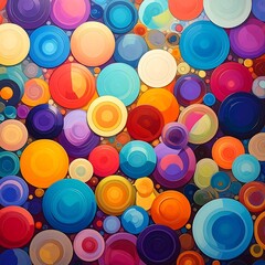 Colorful circles of varying sizes overlapping on a background