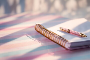 Colorful spiral notebook with pastel colors captured in soft light, offering a bright and cheerful stationery scene perfect for creativity, planning, and back-to-school concepts.
