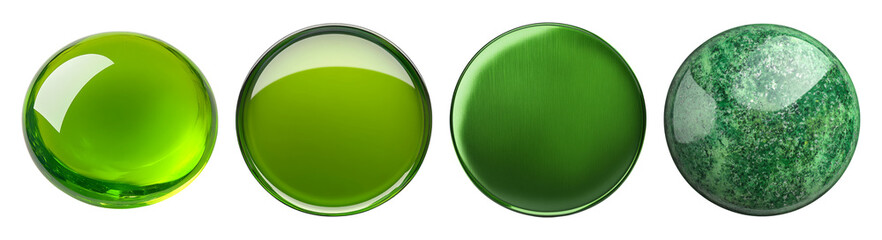 Vivid Green Glass Marble Collection for Art and Design Projects, PNG bundle collection, Isolated on Transparent Background