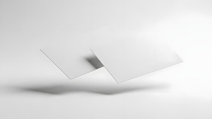 Two blank white rectangular cards with perforated edges, floating on a clean white background, mockup.