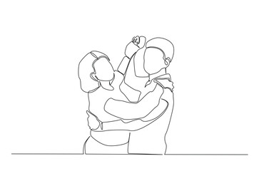 Continuous one line drawing of romantic couple dancing. single-line art illustration depicting an young couple sharing a loving, comforting embrace. Editable vector.