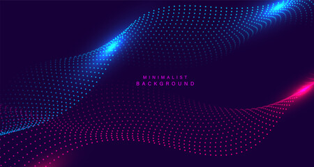 Abstract technology background with flowing halftone wave patterns.