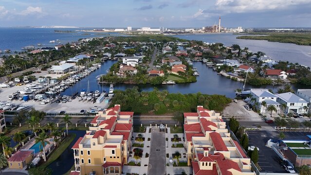 Apollo Beach coastal properties and power plant in Florida