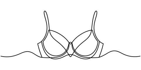 Continuous line drawing of a women's push-up bra, an elegant minimalist fashion illustration of modern intimate apparel design vector graphic Vector, illustration