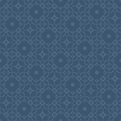 Fototapeta premium Seamless blue geometric pattern with floral motifs for backgrounds