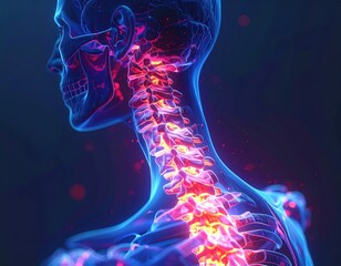 Glowing skeletal system, pain areas