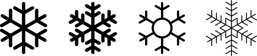 snowflake icon set. silhouette Vector illustration.