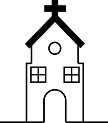 vector icon of a church on a christmas day with a cross symbol on it 