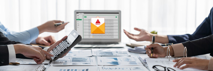 Business intelligence and data analysis concept. Analyst team working on financial data analysis...