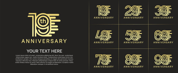 Anniversary logo type set with double line number. gold color can be use special moment