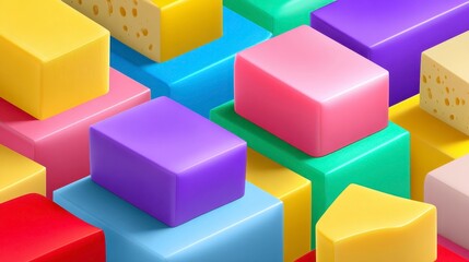 Obraz premium Colorful 3D Cubes Abstract: Modern Art, Design Elements