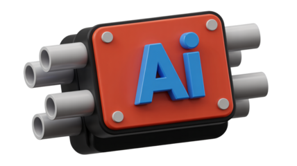 Adobe Illustrator logo on red metal plate with silver bolts in studio lighting for software branding