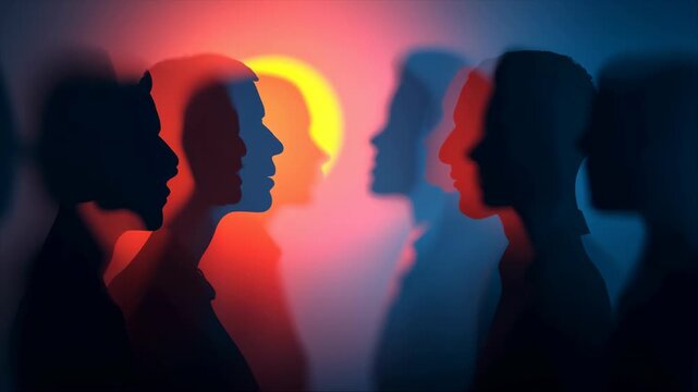 Silhouettes Against Colorful Background