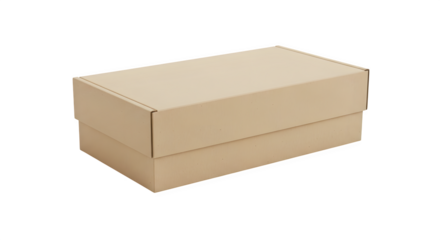 A simple closed cardboard box with a lid isolated on transparent background