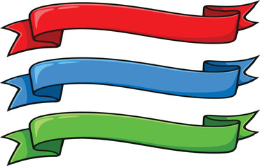 Obraz premium Flat vector ribbon banner design elements