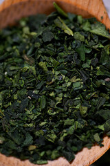 Close up of Tencha Mimoto Japanese Tea Leaf