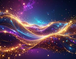 Obraz premium Abstract waves of shimmering light and cosmic dust in space