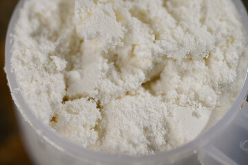 Close up of Whey Protein Isolate Powder 