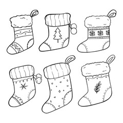 Hand-Drawn Collection of Christmas Socks Illustrations