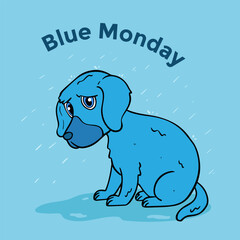 Sad Dog Illustration for Blue Monday Concept