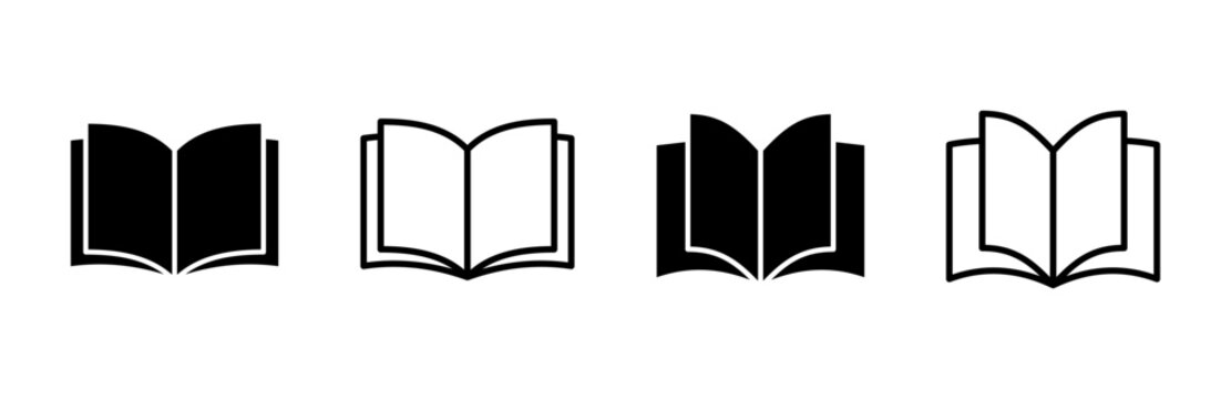 Book icon set. open book icon vector. ebook icon