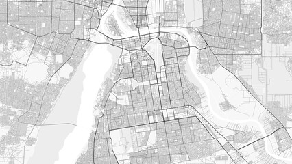 Khartoum City Map. Minimalist black and  white line art poster for printing, wallpaper, wall art, and map resources for home and office decor