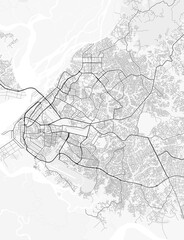 Naklejka premium Douala City Map. Minimalist black and white line art poster for printing, wallpaper, wall art, and map resources for home and office decor