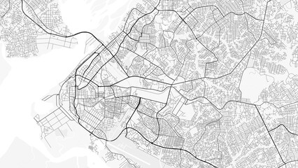 Douala City Map. Minimalist black and  white line art poster for printing, wallpaper, wall art, and map resources for home and office decor