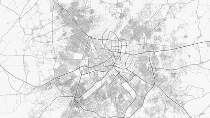 Kano City Map. Minimalist black and  white line art poster for printing, wallpaper, wall art, and map resources for home and office decor