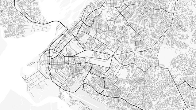 Douala City Map. Minimalist black and  white line art poster for printing, wallpaper, wall art, and map resources for home and office decor